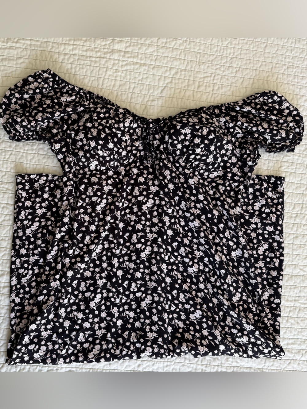Black Floral off the Shoulder Dress